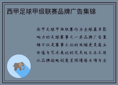 西甲足球甲级联赛品牌广告集锦